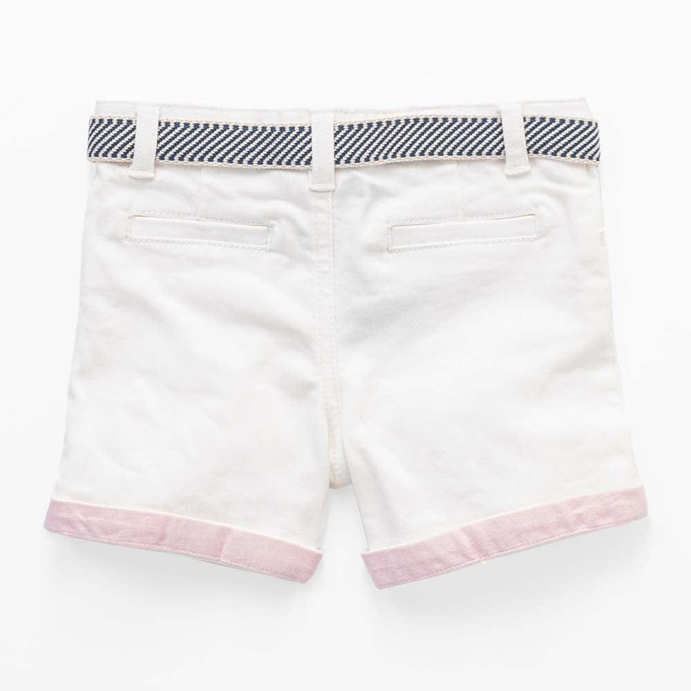 جينجرسنابس شورت جينز أبيض بحزام رضع ولادي أبيض