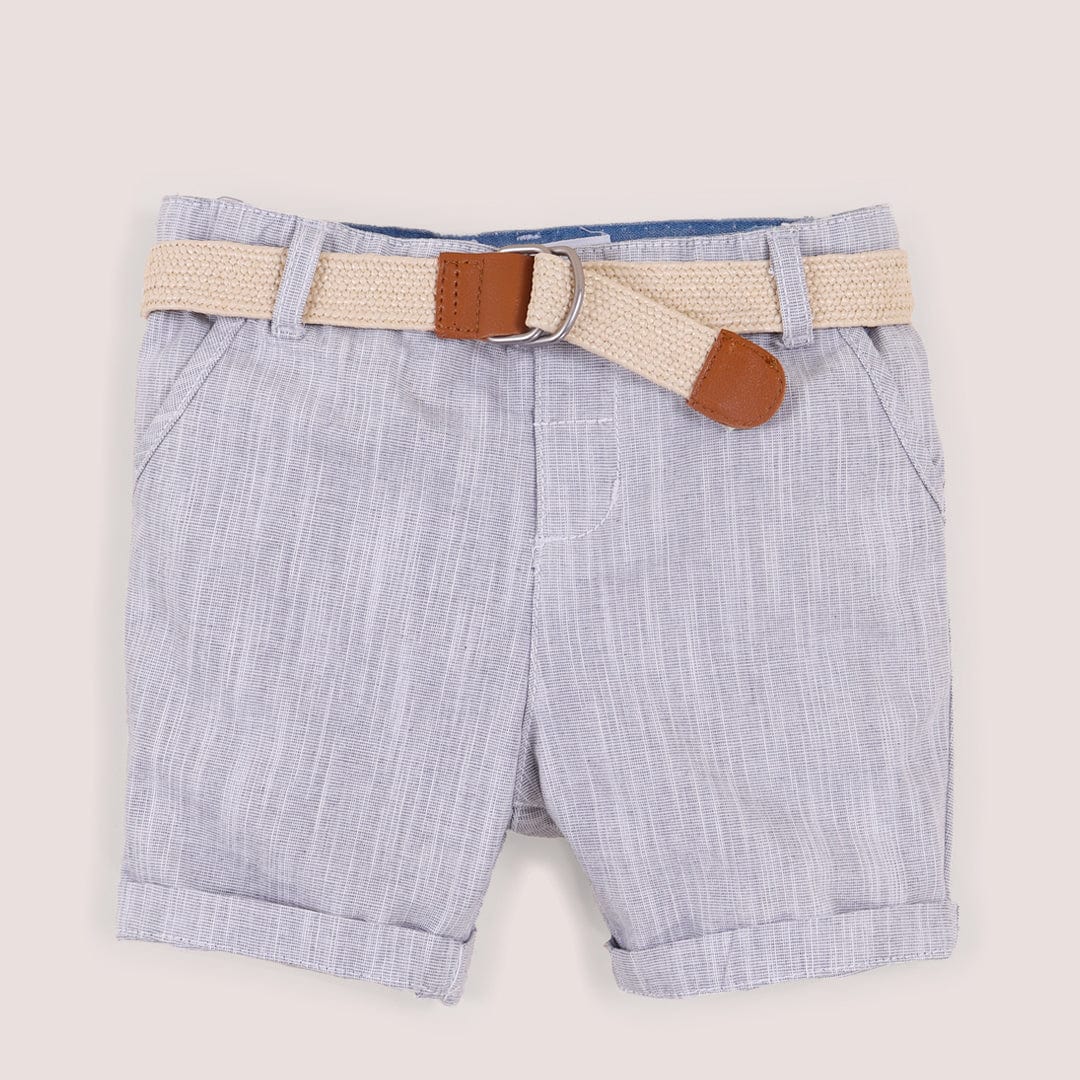 جينجرسنابس شورت بيبي ولاد مشبح ملحق بحزام رمادي