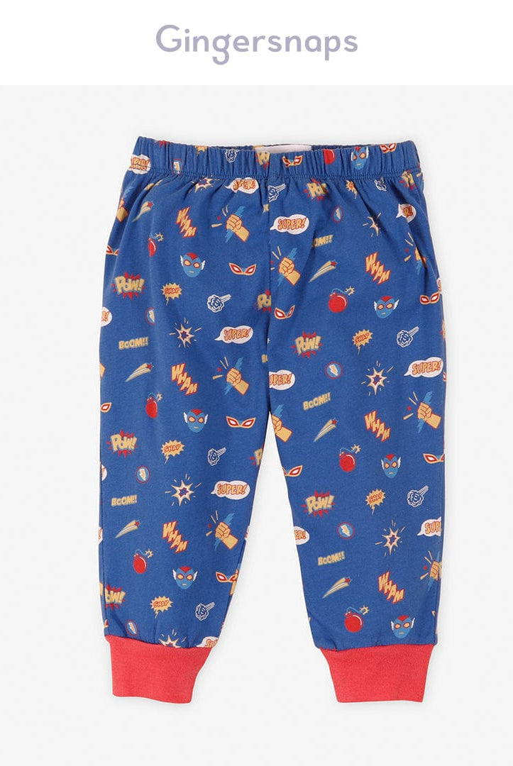 جينجرسنابس بيجامة أولادي قطعتين تيشيرت كم طويل وبنطلون رمادي / أزرق غامق