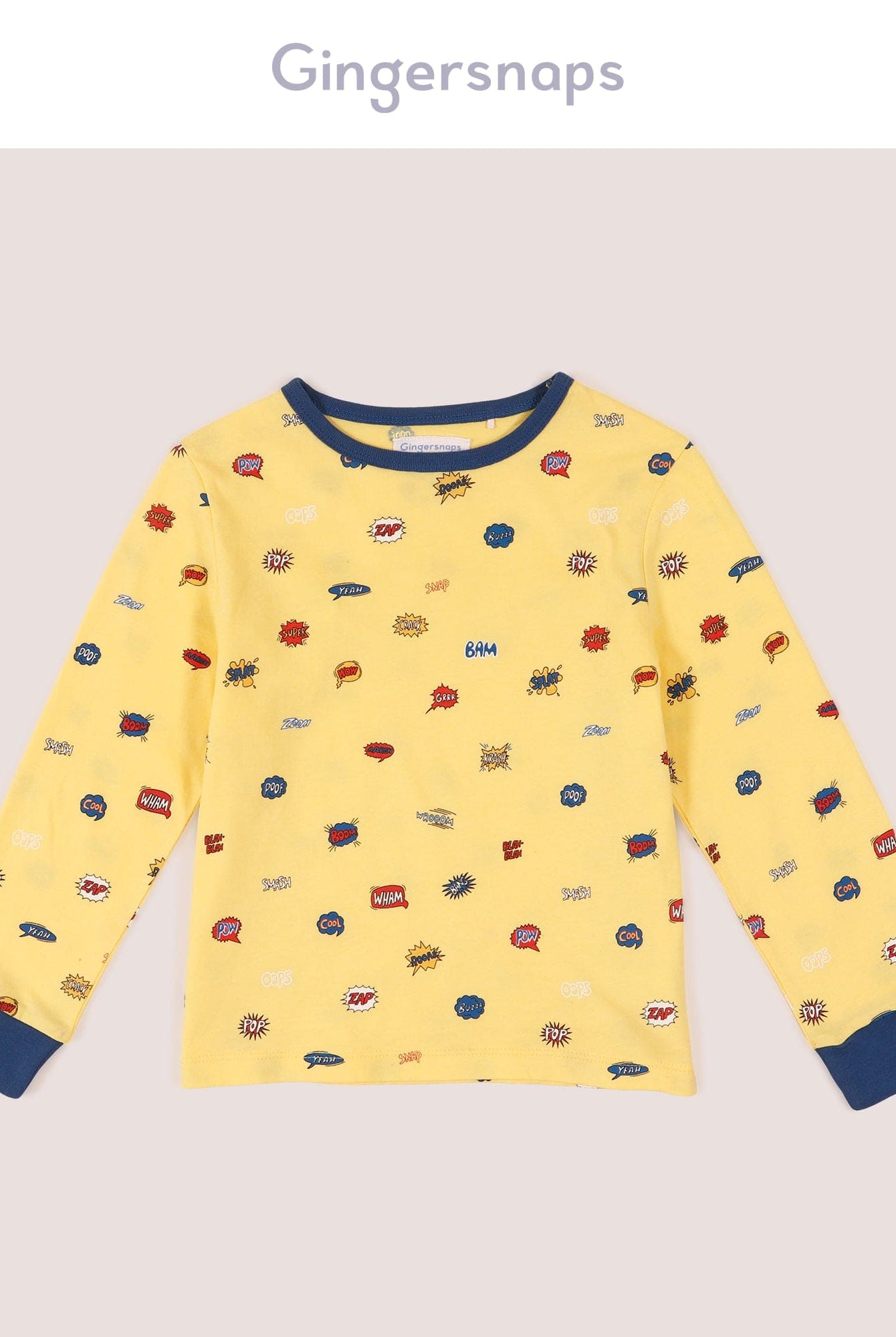 جينجرسنابس بيجامة أولادي رضع منقوش تيشيرت وبنطلون أصفر/رمادي