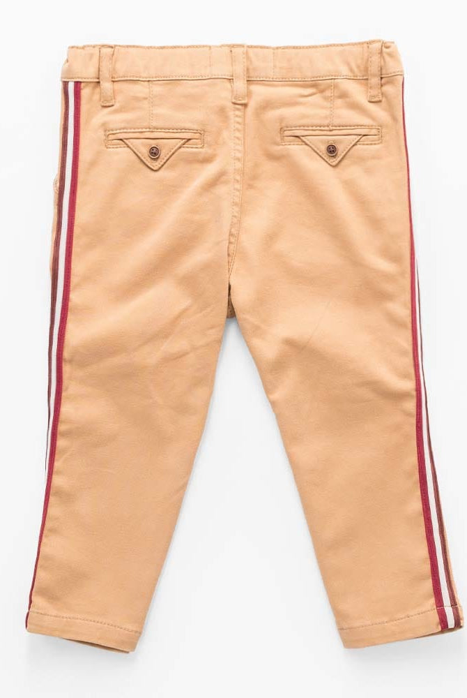 جينجرسنابس بنطلون اطفال رضع ولادي سادة بخيوط جانبية كراميل