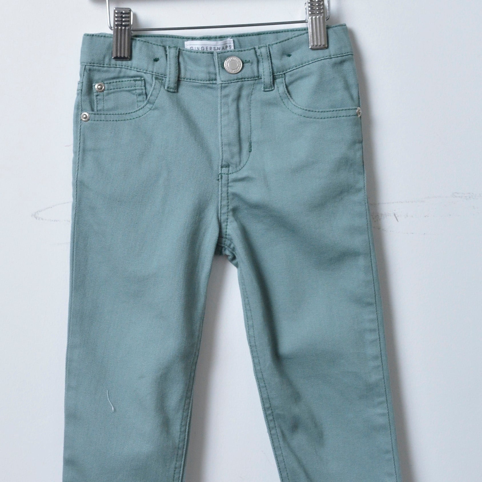جينجرسنابس بنطلون اطفال رضع ولادي جينز بجيوب أمامية وخلفية أخضر صيني