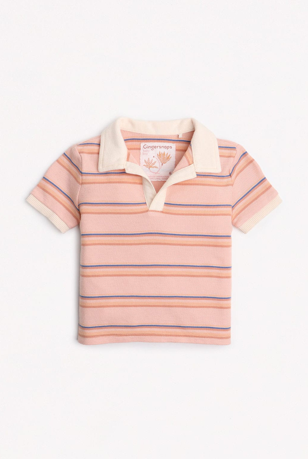 جينجرسنابس تيشيرت مخطط بولو أولادي نص كم أحمر بنفسجي