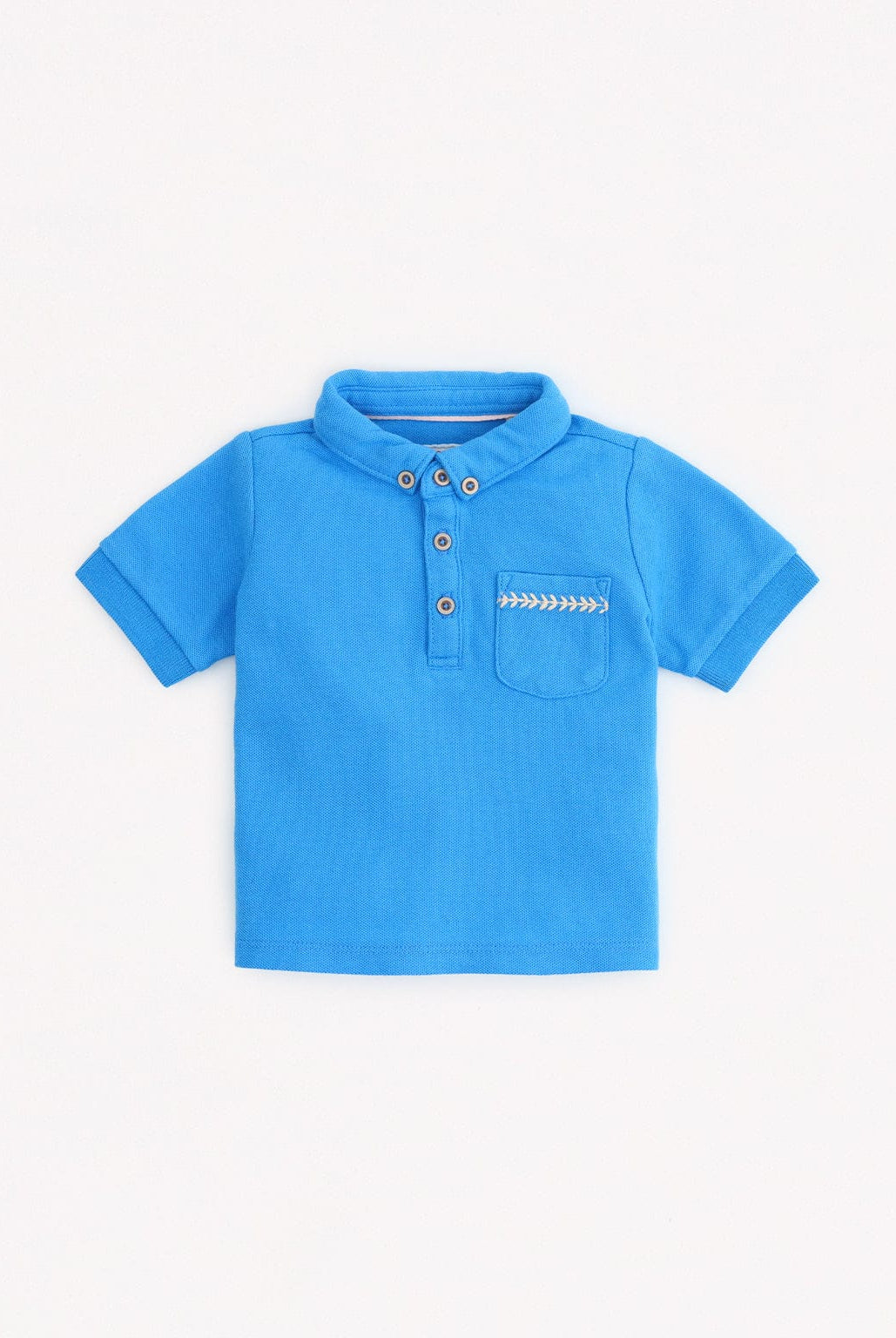 جينجرسنابس تيشيرت بولو نص كم أولادي مزين بتطريزعلي الصدر أزرق