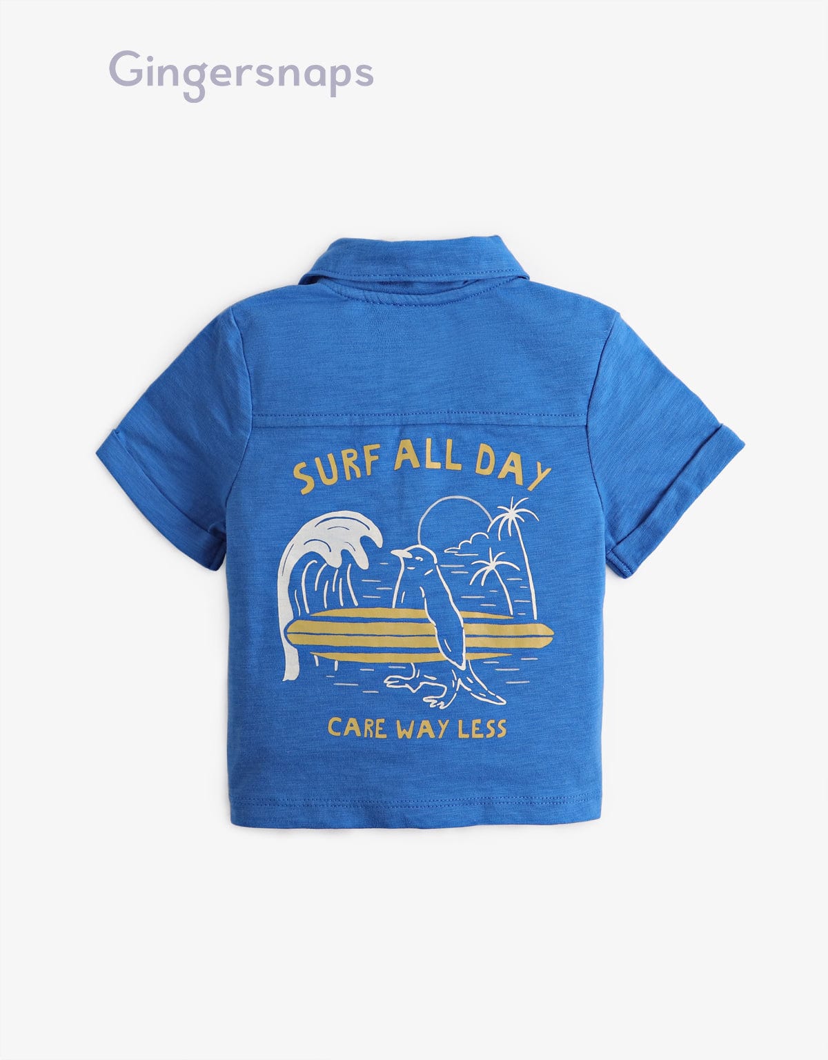 جينجرسنابس تيشيرت بولو أولادي نص كم مزين بجيب علي الصدر أزرق