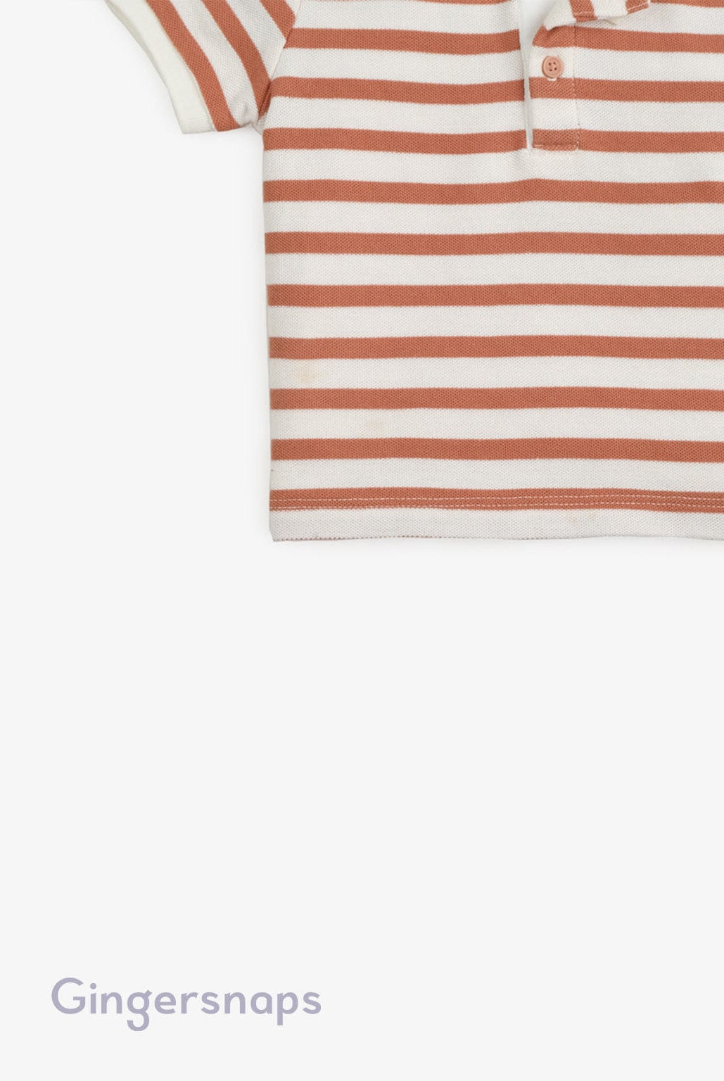 جينجرسنابس تيشيرت بخطوط عريضة بأزرار أمامية كم قصير أولادي بني