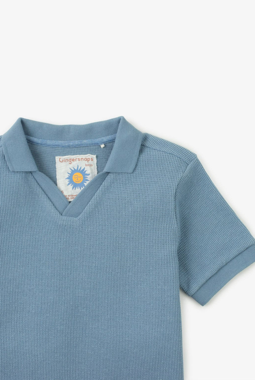 جينجرسنابس تيشيرت سادة مضلع نص كم أولادي رضع أزرق