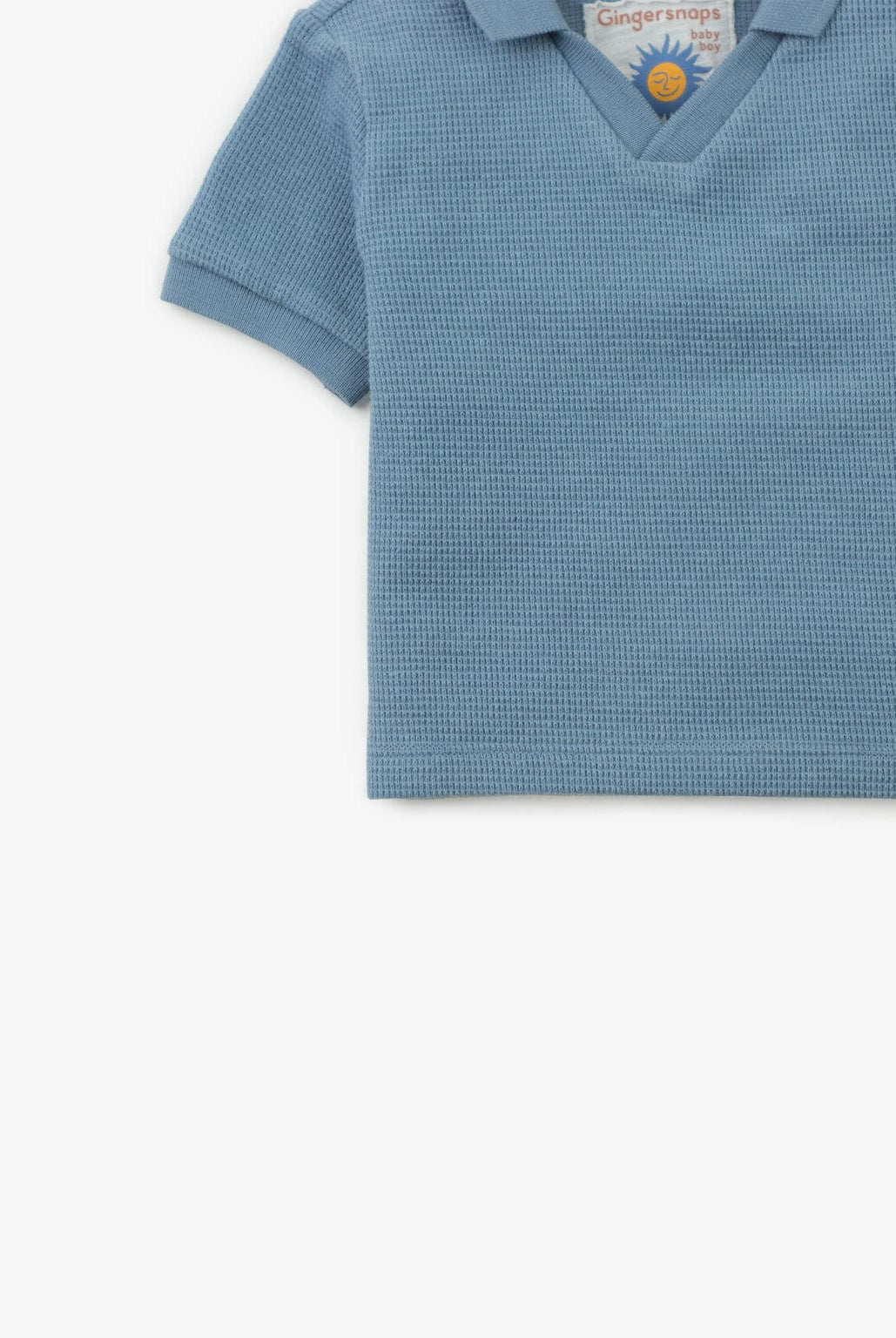 جينجرسنابس تيشيرت سادة مضلع نص كم أولادي رضع أزرق