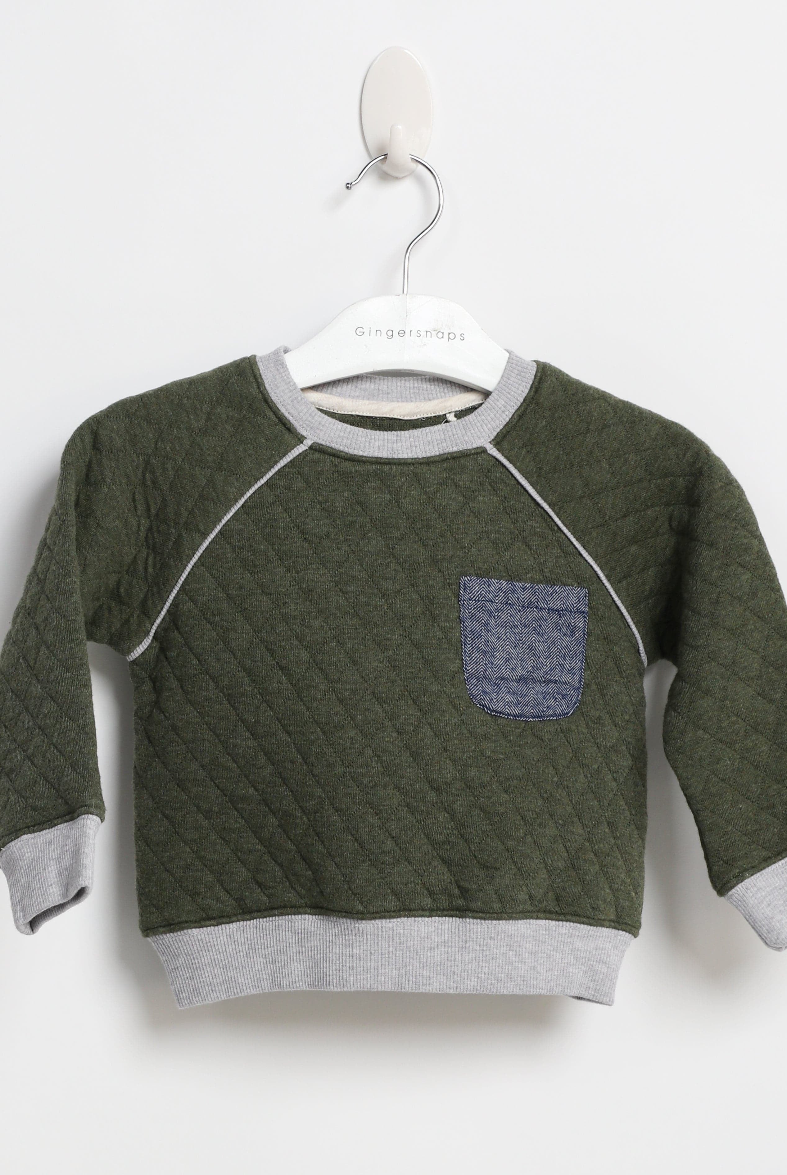 جينجرسنابس بلوفر ولادي مضلع سادة كم طويل أخضر