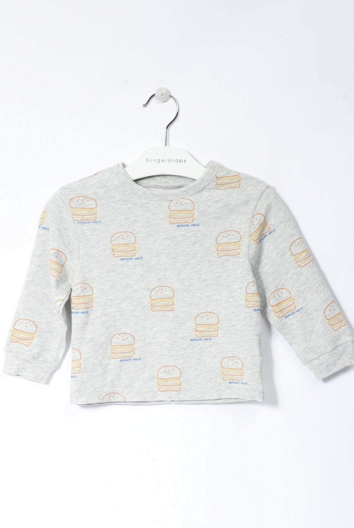 جينجرسنابس بلوفر بيبي ولاد بنمط برجر رمادي فاتح