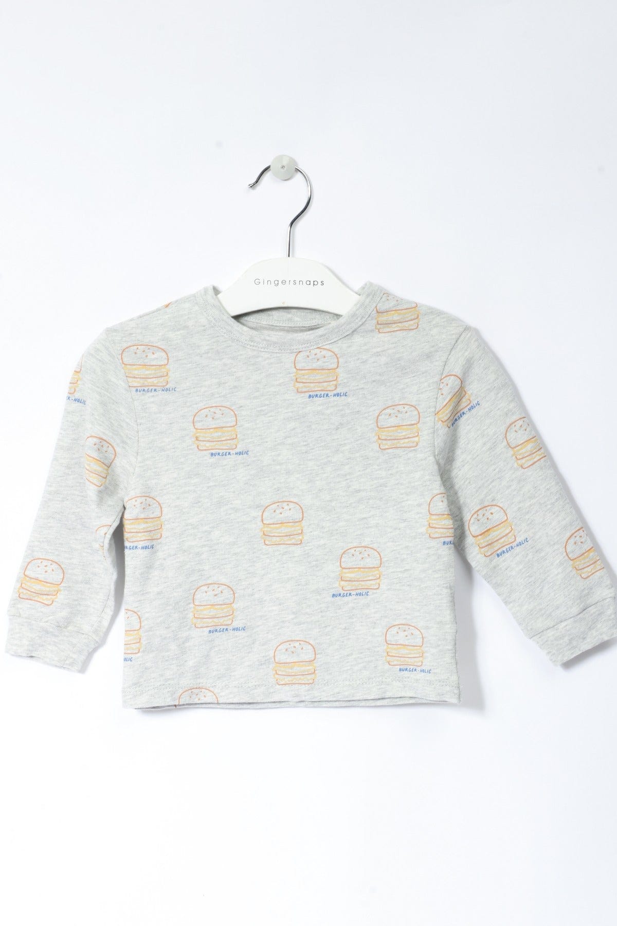 جينجرسنابس بلوفر بيبي ولاد بنمط برجر رمادي فاتح