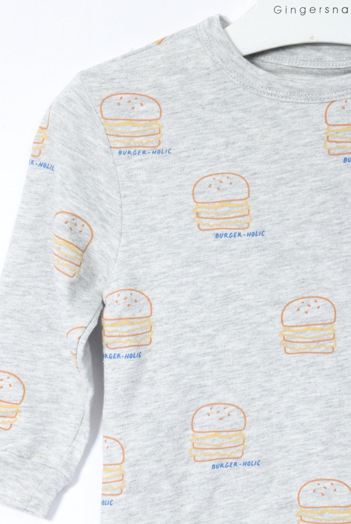 جينجرسنابس بلوفر بيبي ولاد بنمط برجر رمادي فاتح