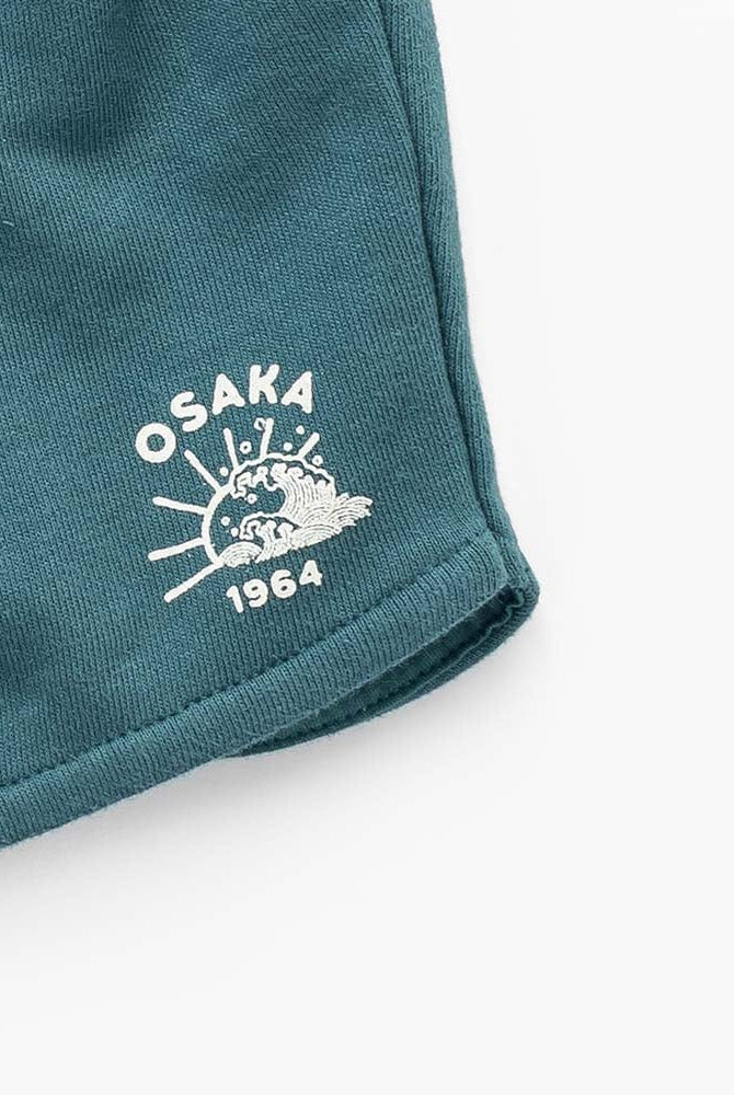 جينجرسنابس شورت قطن برباط ولادي رضع أخضر/رمادي