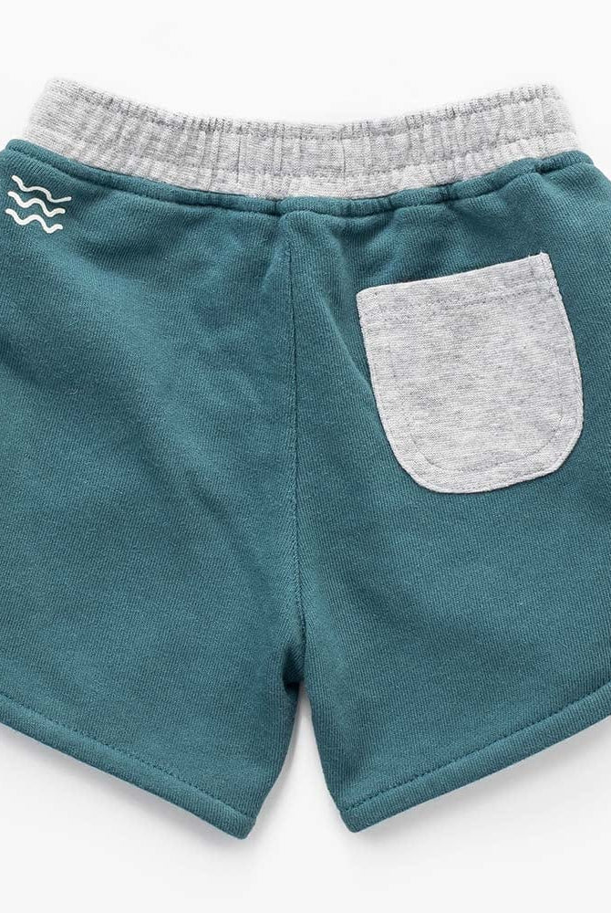 جينجرسنابس شورت قطن برباط ولادي رضع أخضر/رمادي