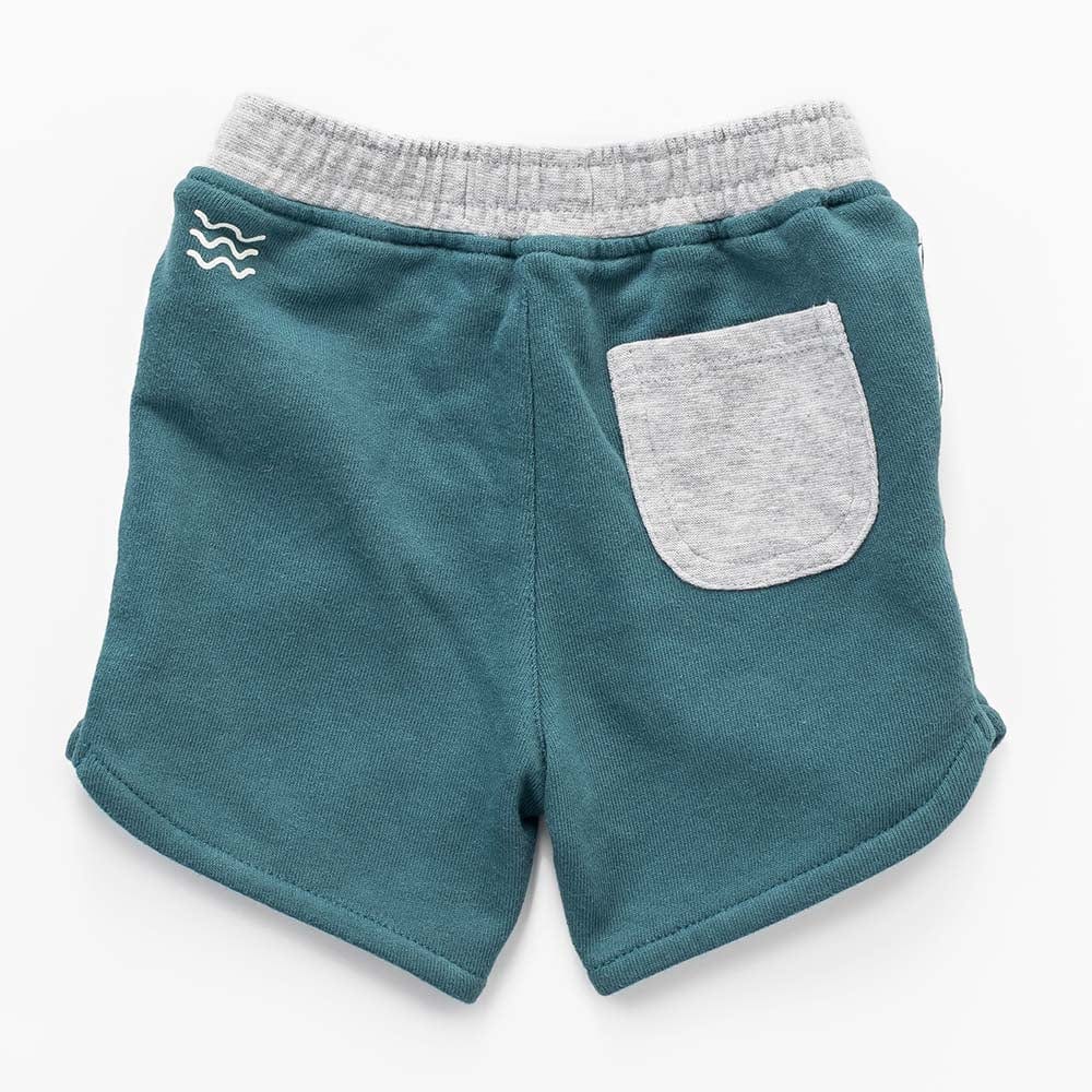 جينجرسنابس شورت قطن برباط ولادي رضع أخضر/رمادي