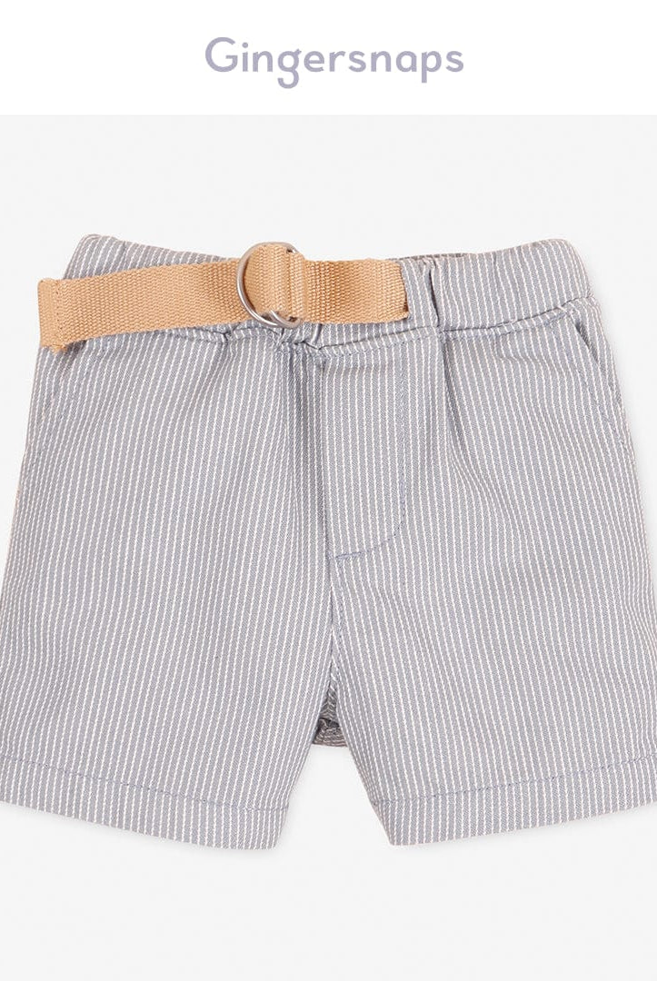 جينجرسنابس شورت أولادي خروج مخطط ملحق بحزام أزرق/أبيض