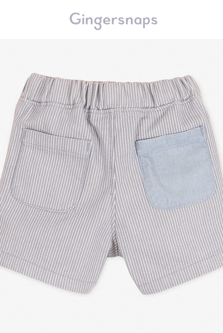 جينجرسنابس شورت أولادي خروج مخطط ملحق بحزام أزرق/أبيض