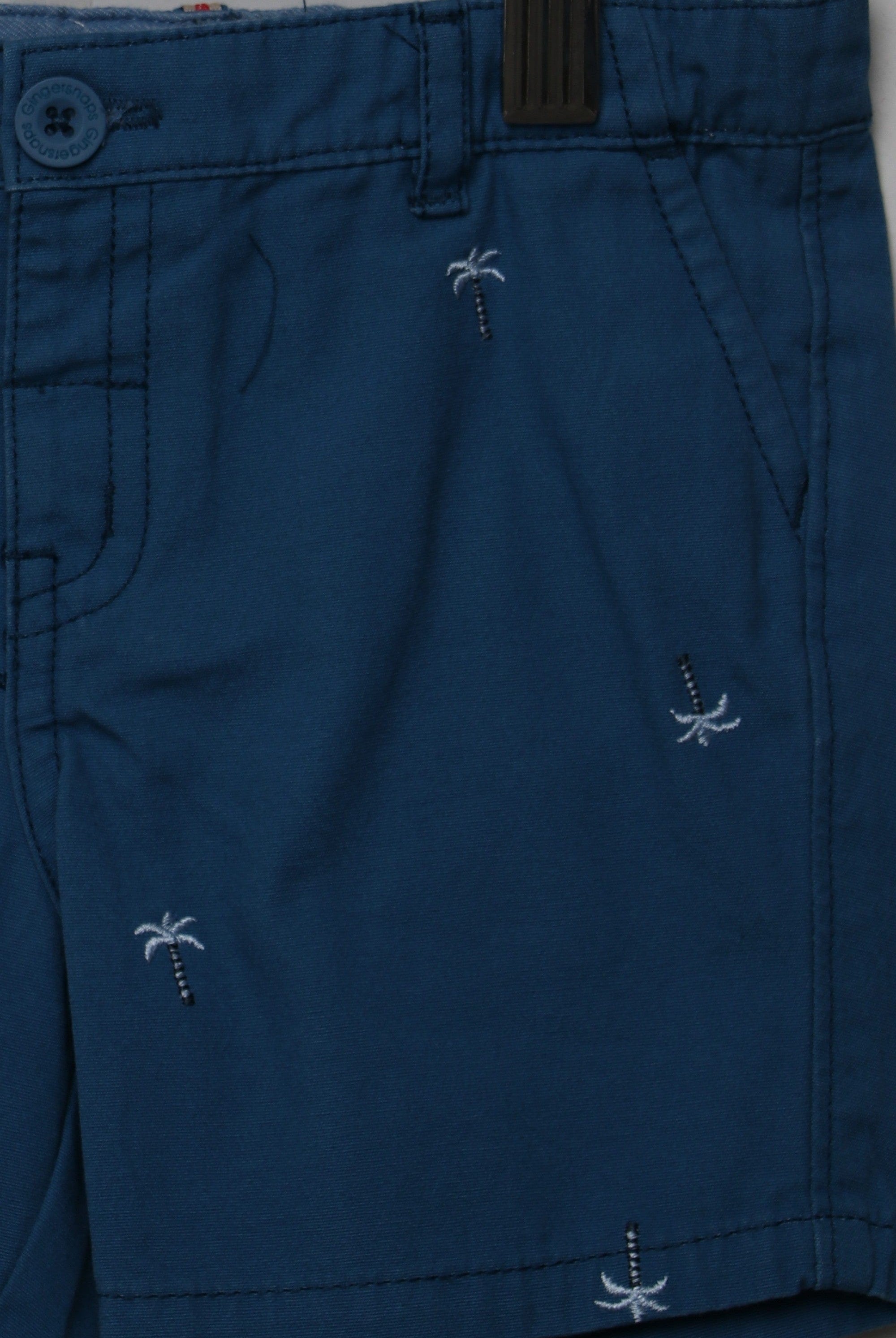 جينجرسنابس شورت مطرز بالخيط رضع ولادي أزرق