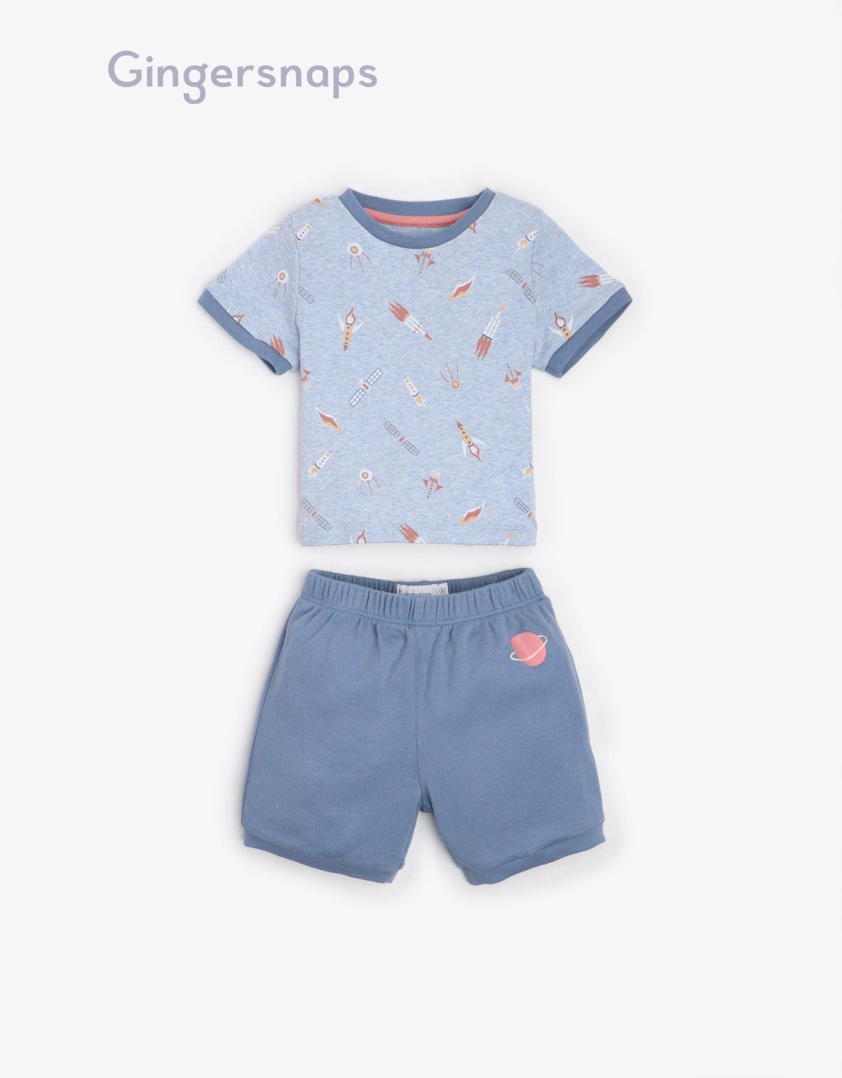 جينجرسنابس شورت رضع ولادي بخصر مطاطي بطبعة أزرق