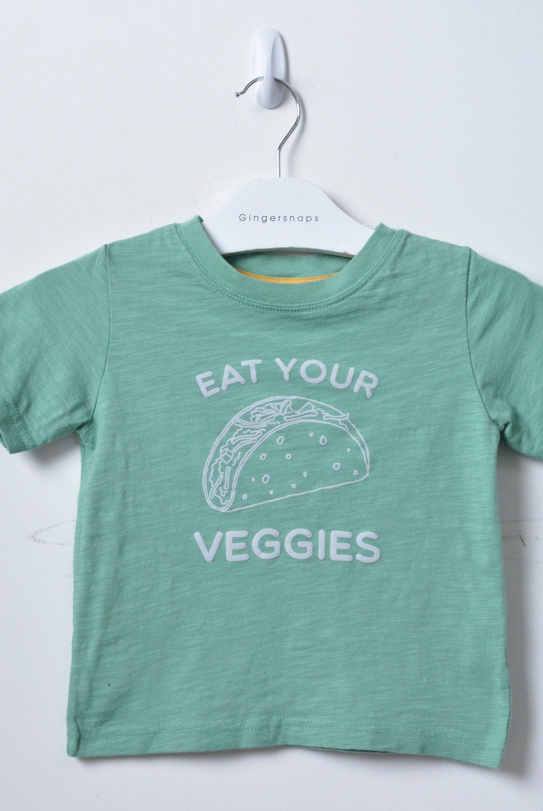 جينجرسنابس تي شيرت ولادي للرضع بياقة دائرية بطبعة مأكولات بالون أخضر