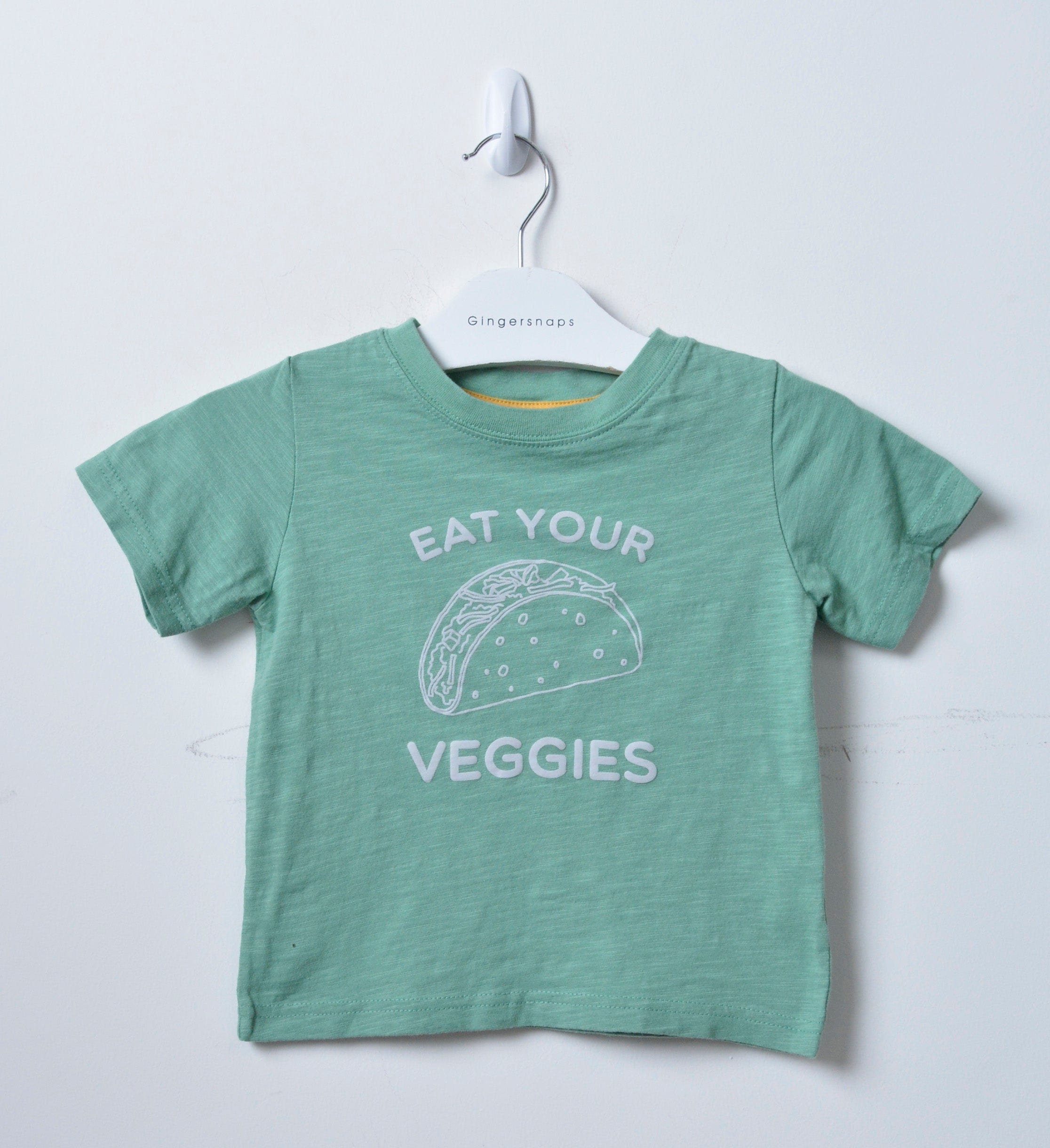 جينجرسنابس تي شيرت ولادي للرضع بياقة دائرية بطبعة مأكولات بالون أخضر