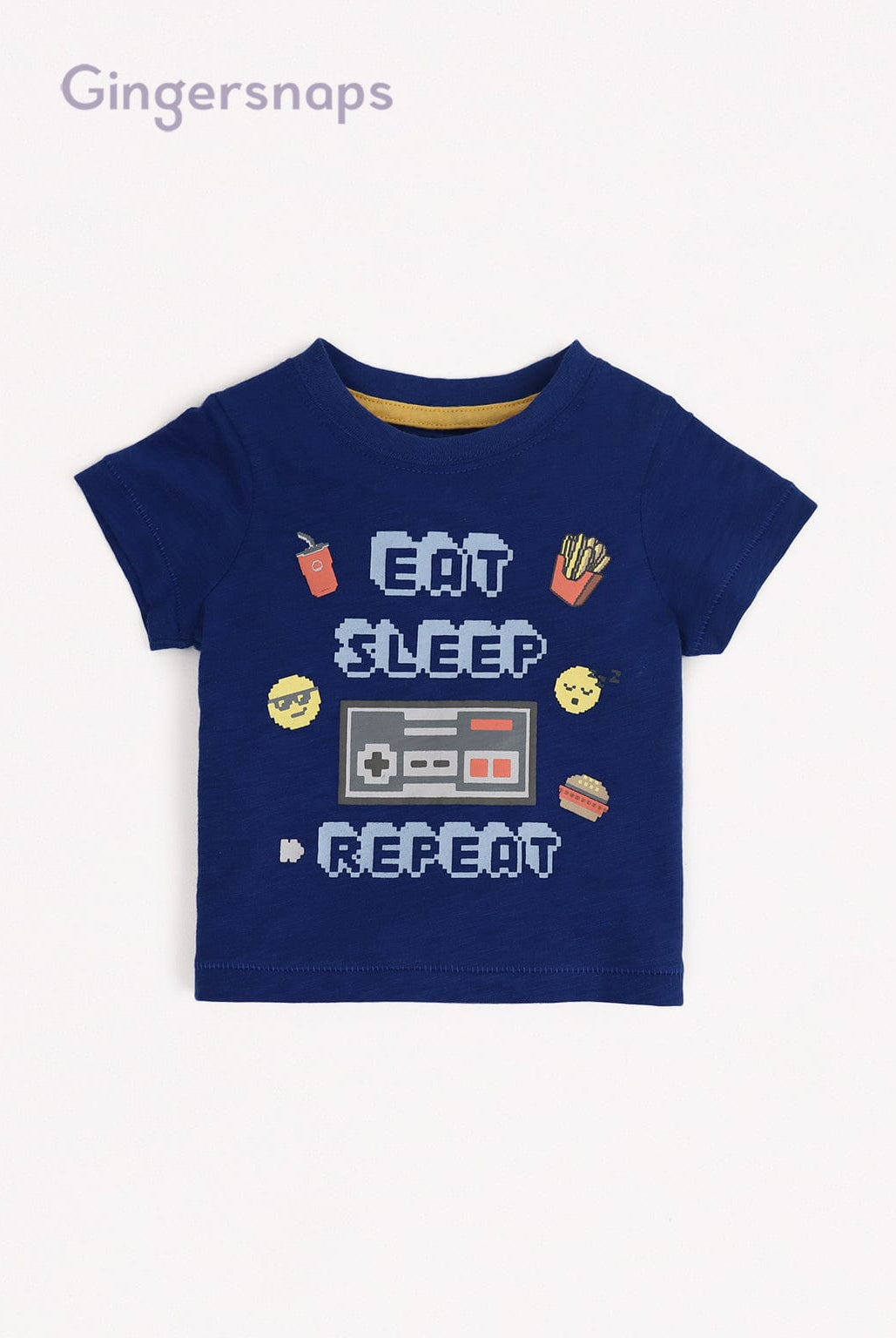 جينجرسنابس تي شيرت بيبي أولاد صيفي بطبعة أمامية أزرق