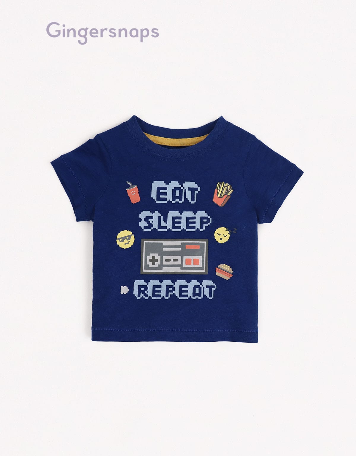 جينجرسنابس تي شيرت بيبي أولاد صيفي بطبعة أمامية أزرق