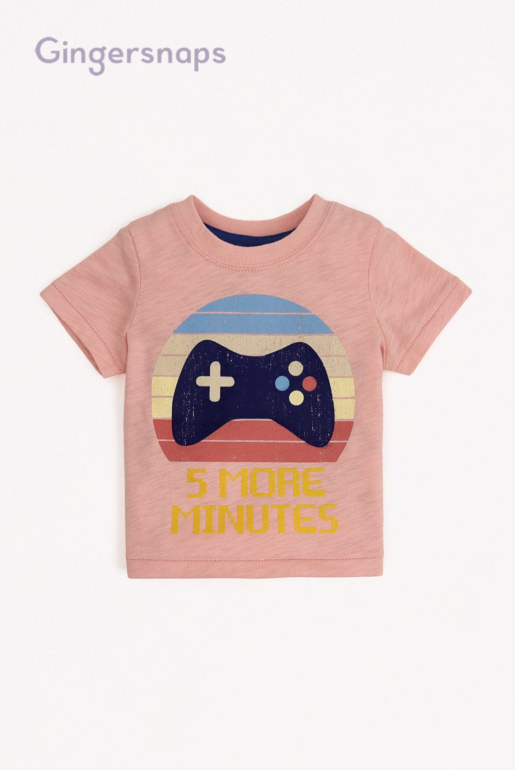 جينجرسنابس تي شيرت بيبي أولاد بطبعة بلاي ستيشين وردي