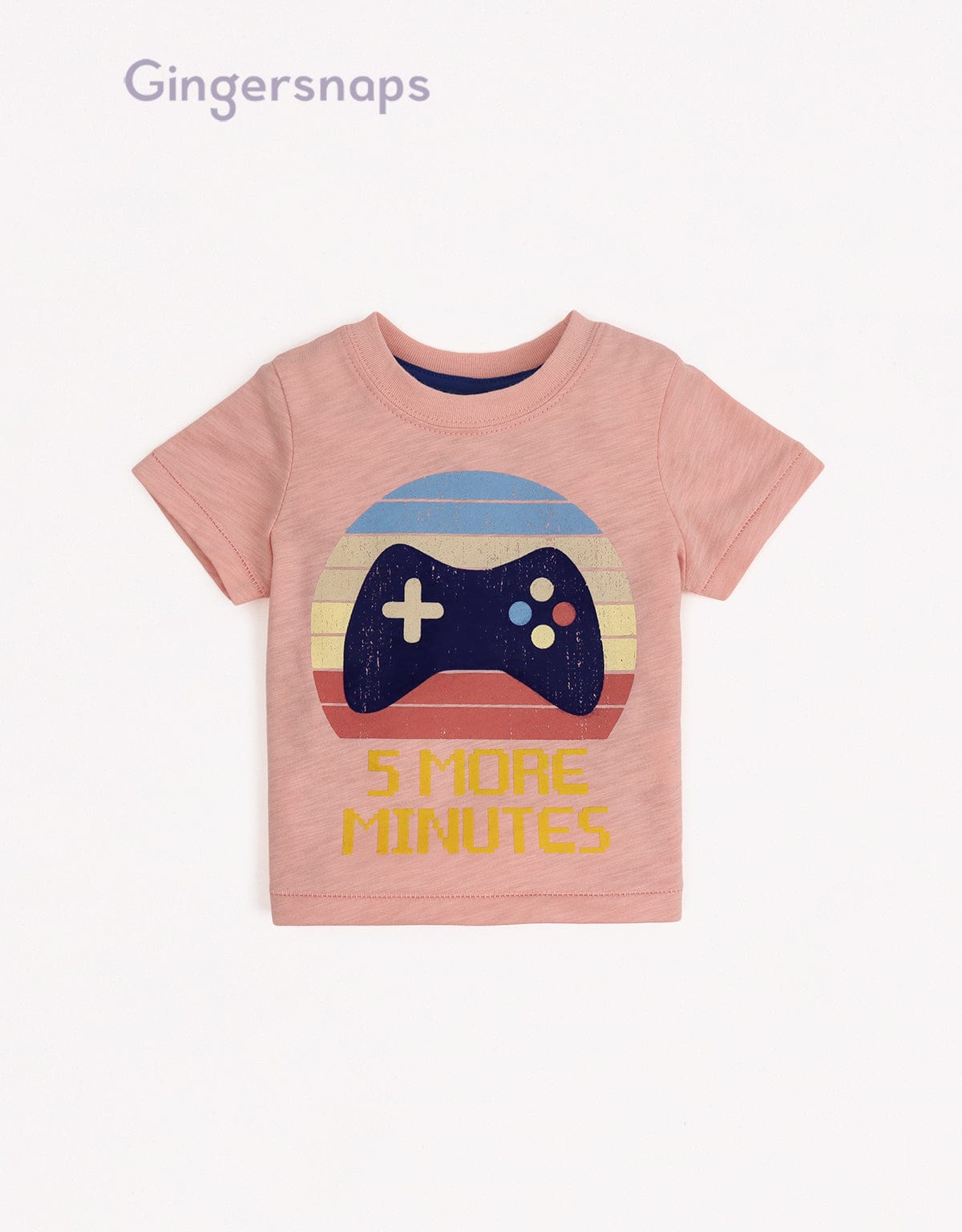 جينجرسنابس تي شيرت بيبي أولاد بطبعة بلاي ستيشين وردي