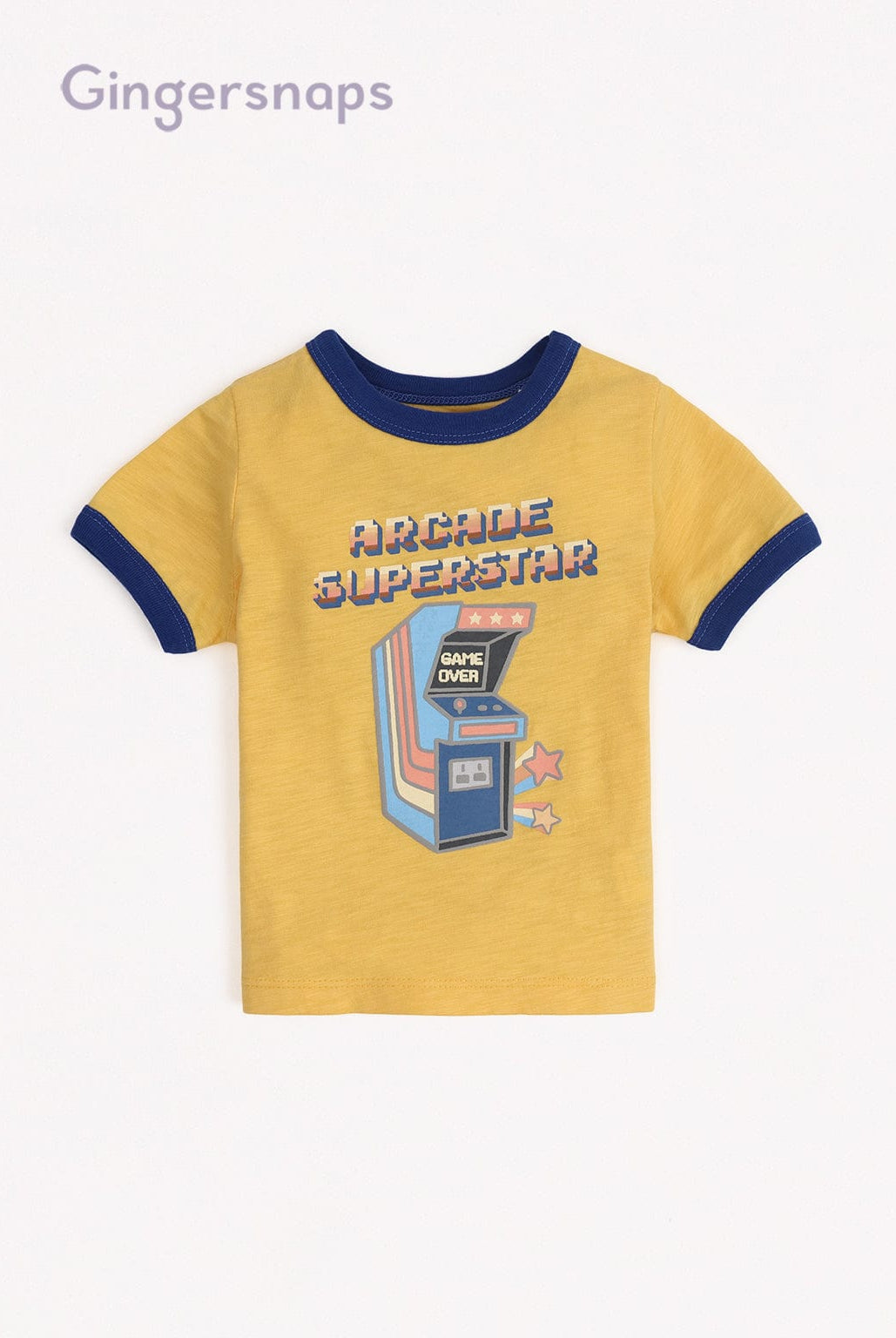 جينجرسنابس تي شيرت بيبي أولاد بطبعة فيديو جيم أصفر