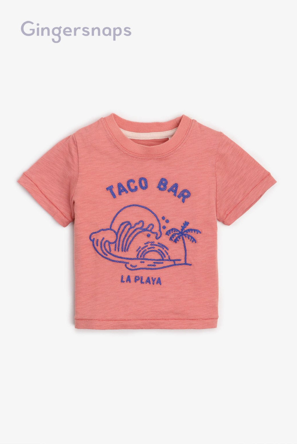 جينجرسنابس تي شيرت بيبي أولاد بتطريز على الصدر وردي