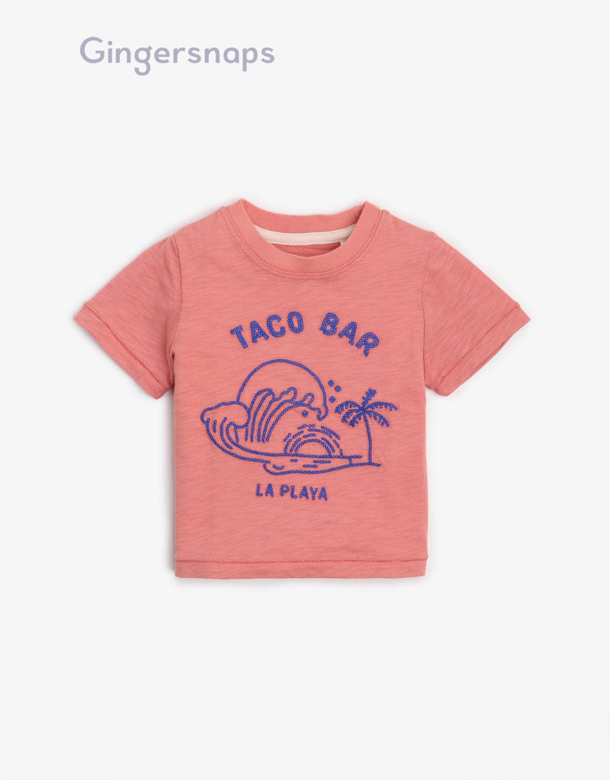 جينجرسنابس تي شيرت بيبي أولاد بتطريز على الصدر وردي