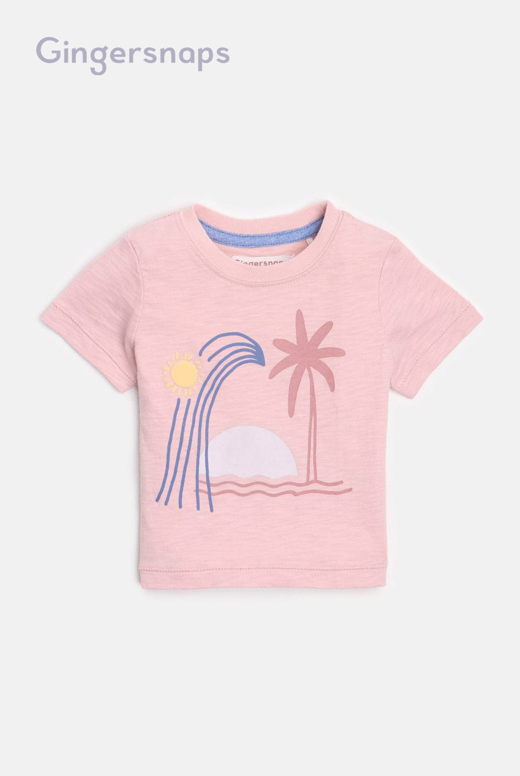 جينجرسنابس تي شيرت بيبي أولاد بطبعة نخل وماء وردي