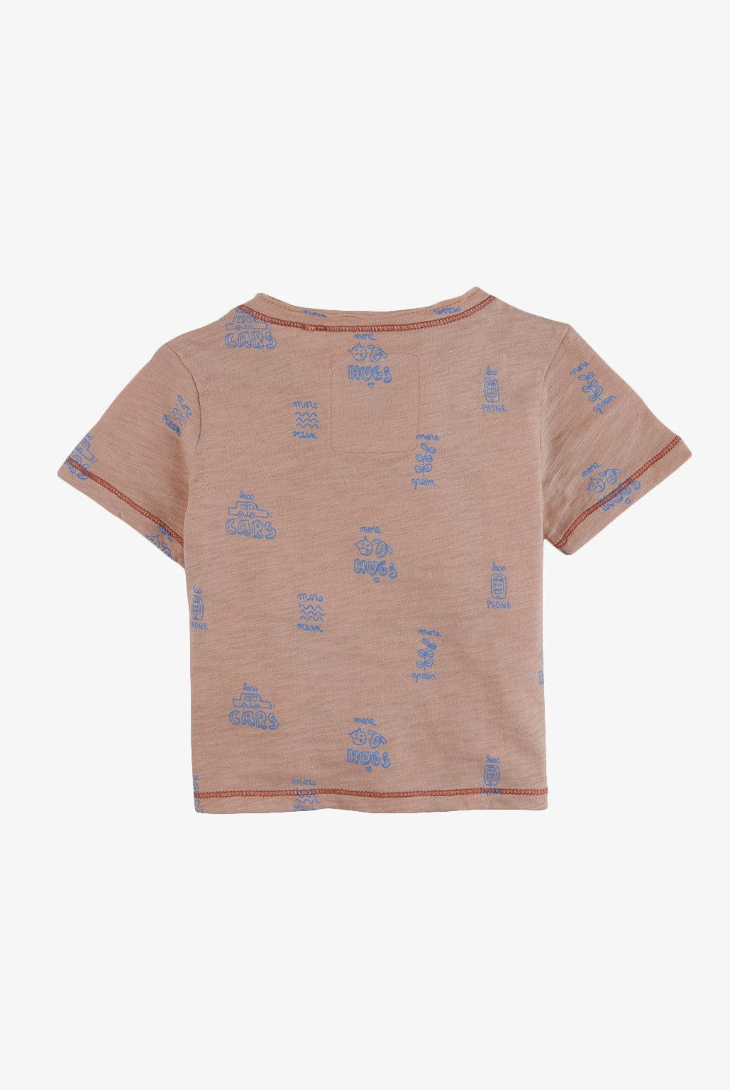 جينجرسنابس تيشيرت أولادي بياقة دائرية بنقشة على الصدر خوخي