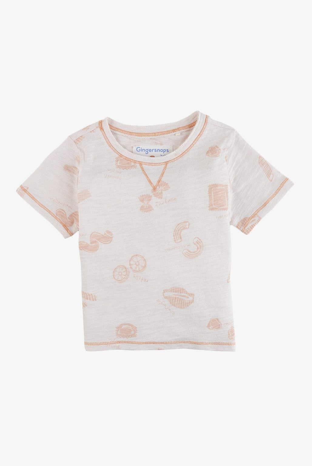 جينجرسنابس تي شيرت أولادي بياقة دائرية بتطريز خفيف على الياقة أبيض