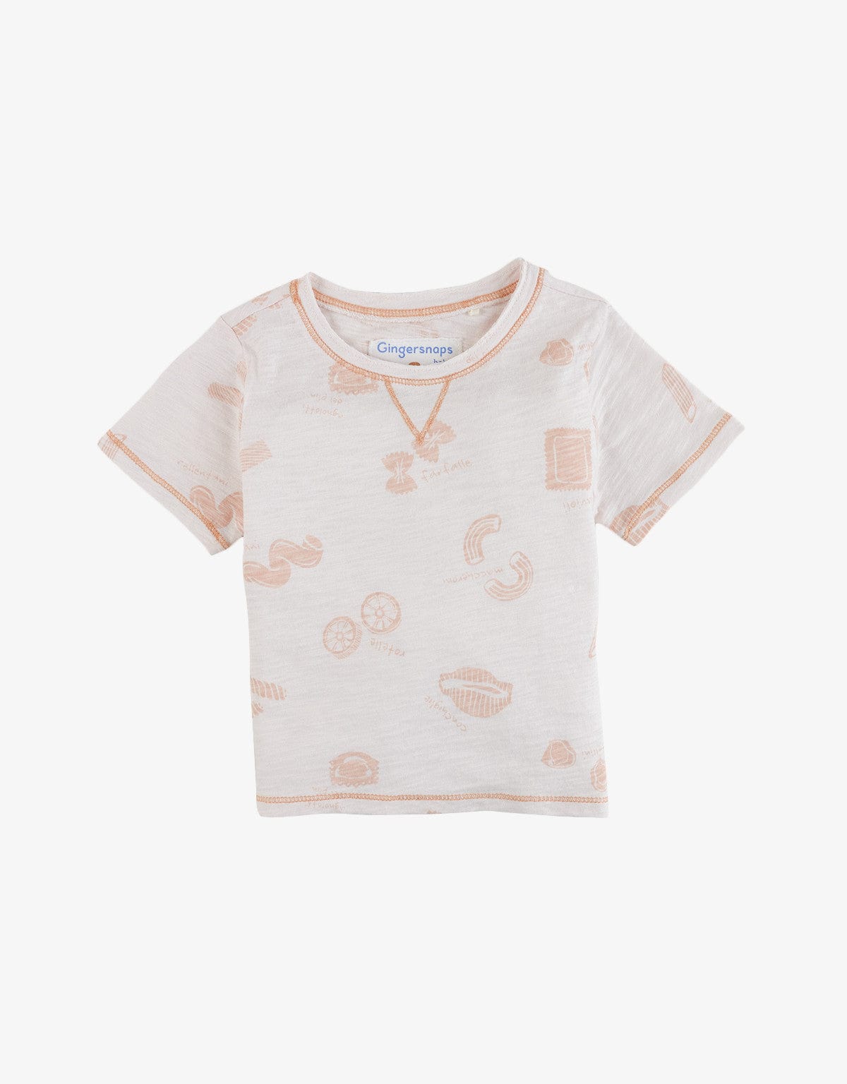 جينجرسنابس تي شيرت أولادي بياقة دائرية بتطريز خفيف على الياقة أبيض