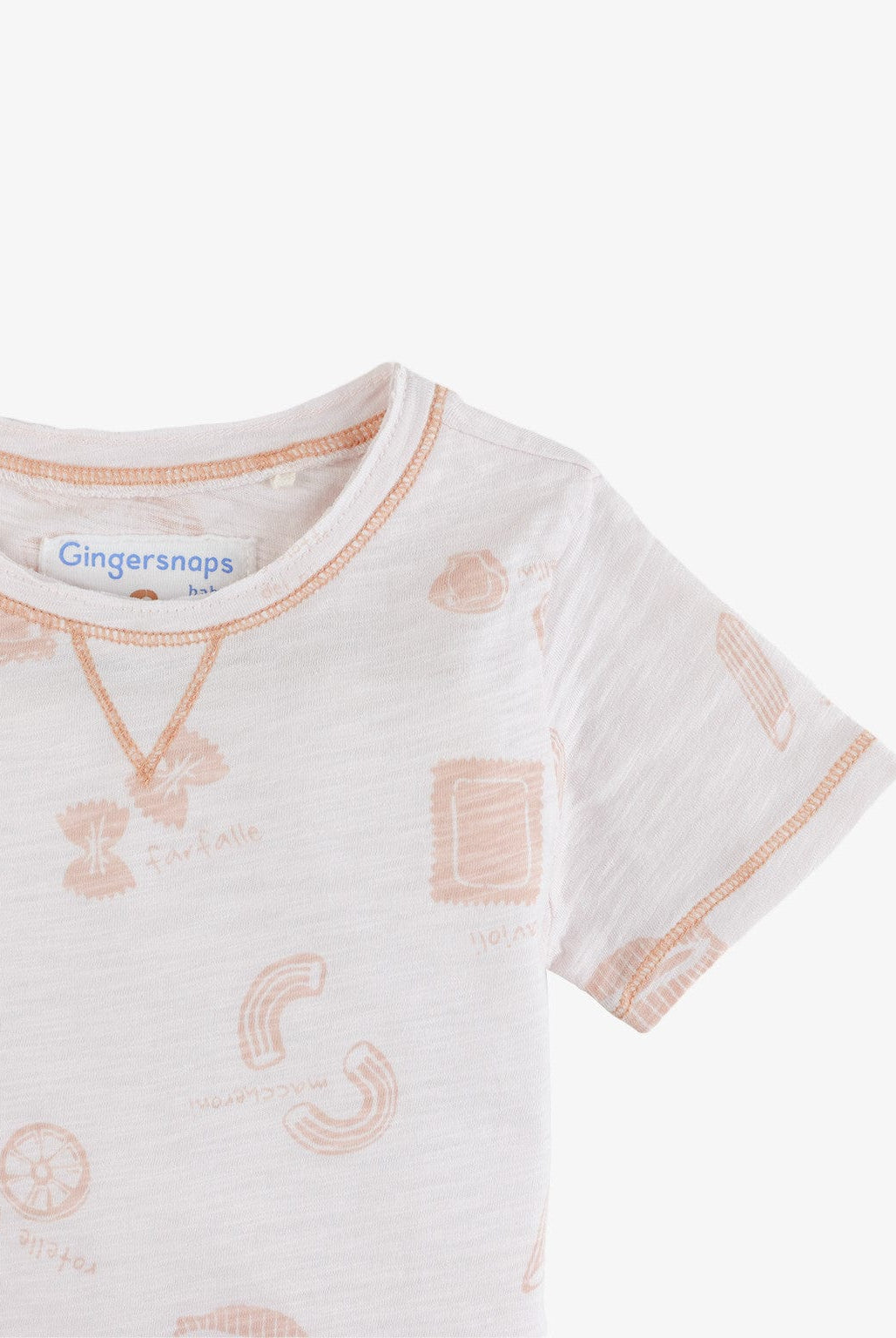جينجرسنابس تي شيرت أولادي بياقة دائرية بتطريز خفيف على الياقة أبيض