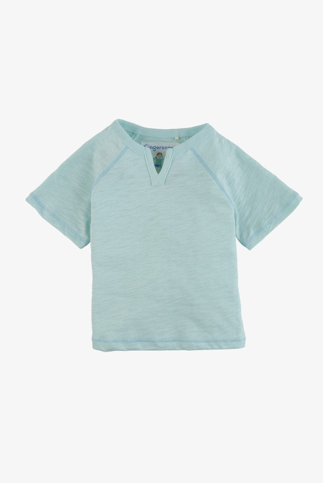 جينجرسنابس تيشيرت سادة أولادي رضع نص كم بفتحة سبعة أزرق