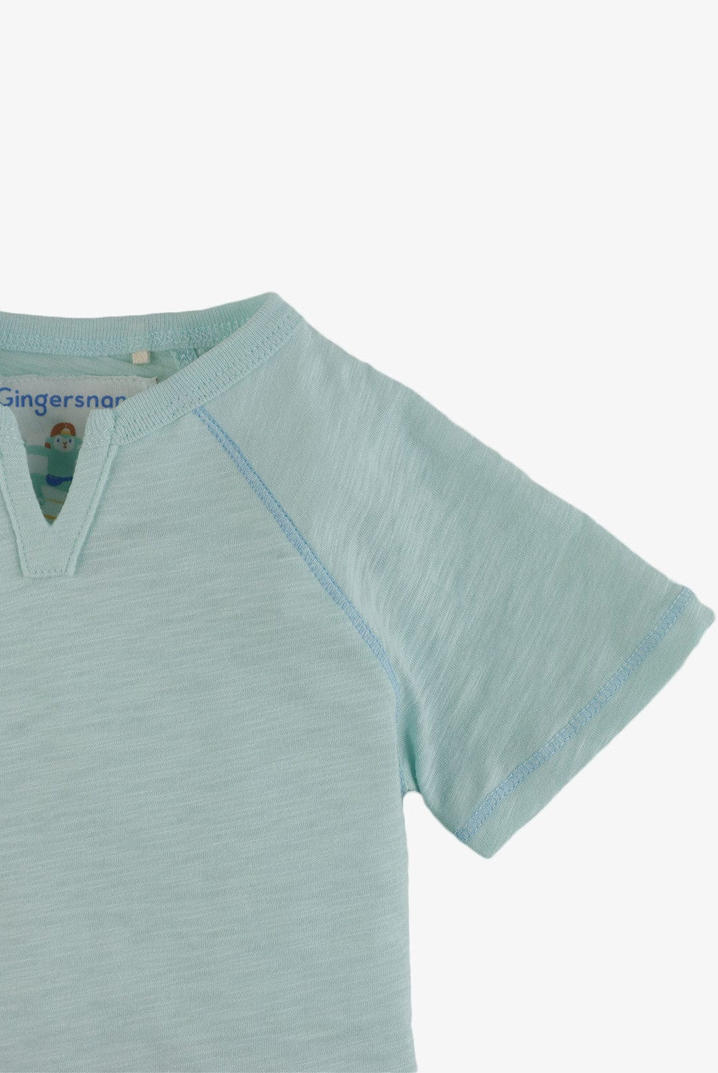 جينجرسنابس تيشيرت سادة أولادي رضع نص كم بفتحة سبعة أزرق