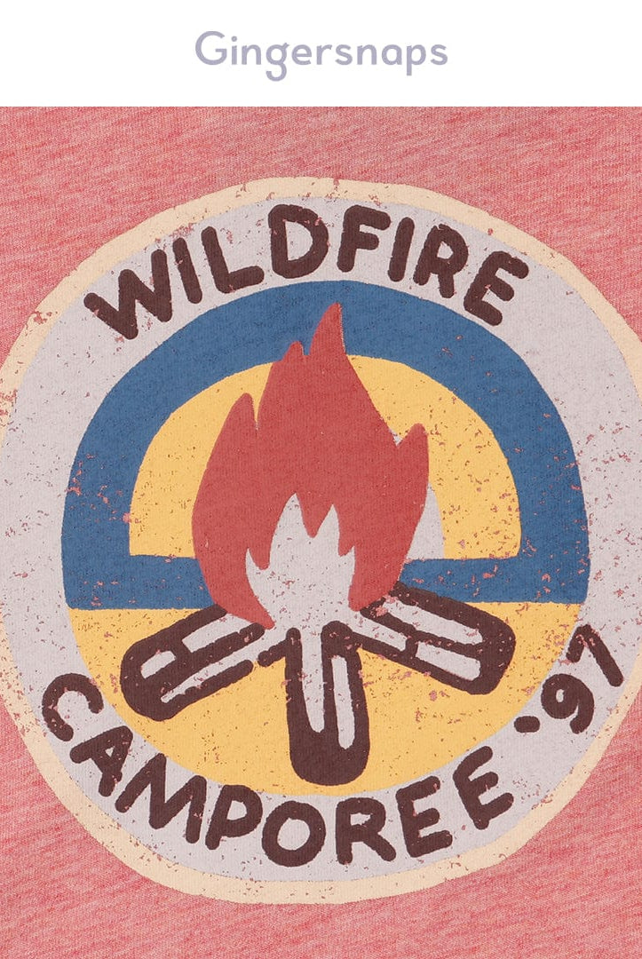 جينجرسنابس تي شيرت ولادي للرضع مطبوعة بياقة دائرية أحمر