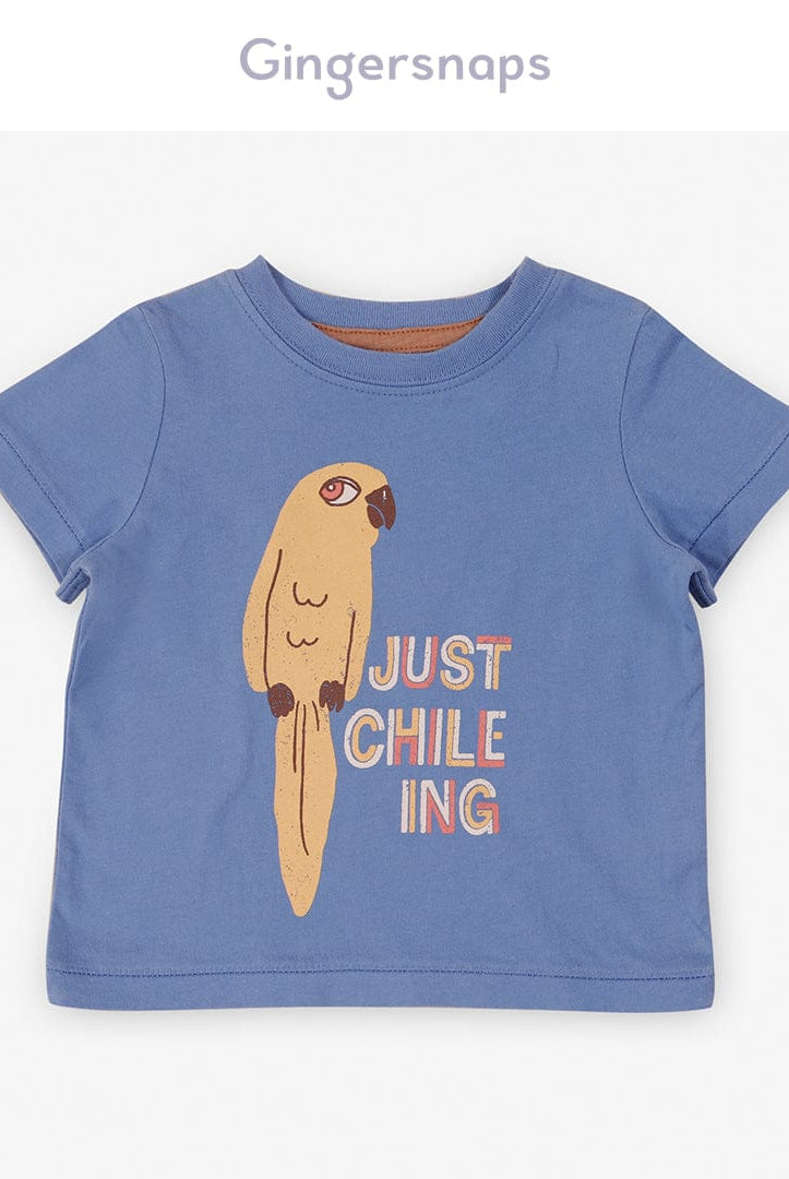جينجرسنابس تي شيرت ولادي للرضع بطبعة عصفورة فيروزي