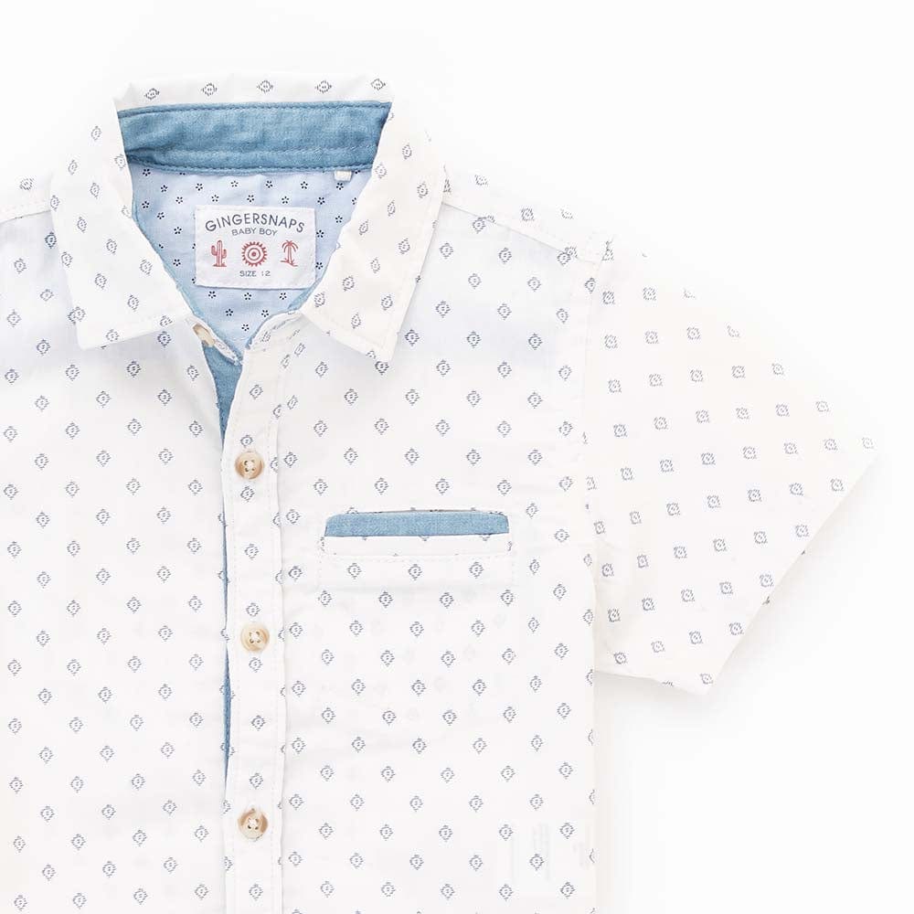 جينجرسنابس قميص منقوش بولو ولادي رضع أوف وايت / أزرق