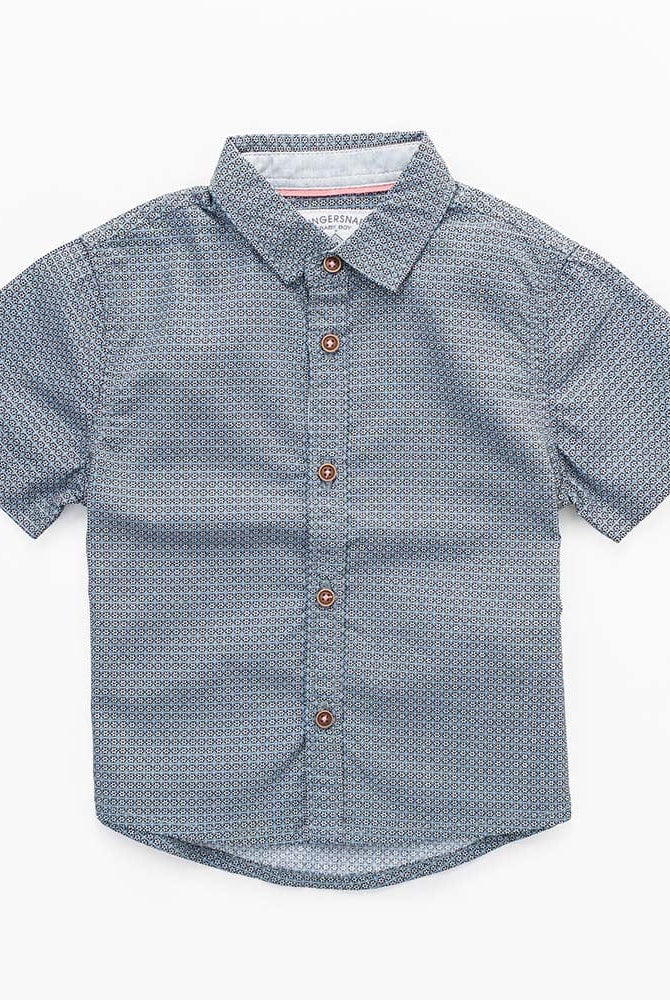 جينجرسنابس قميص منقوش بنص كم بولو ولادي رضع أزرق متعدد