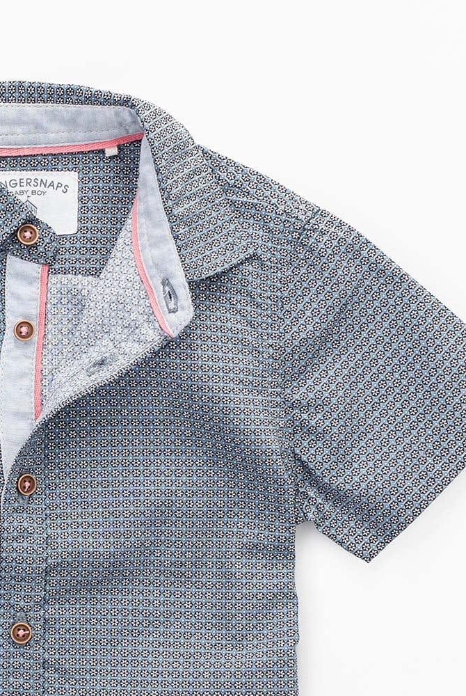 جينجرسنابس قميص منقوش بنص كم بولو ولادي رضع أزرق متعدد