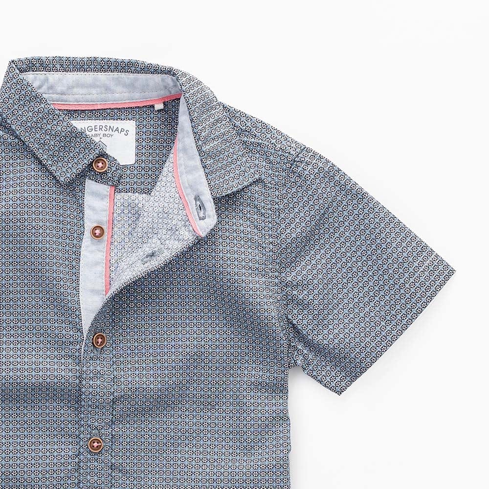 جينجرسنابس قميص منقوش بنص كم بولو ولادي رضع أزرق متعدد