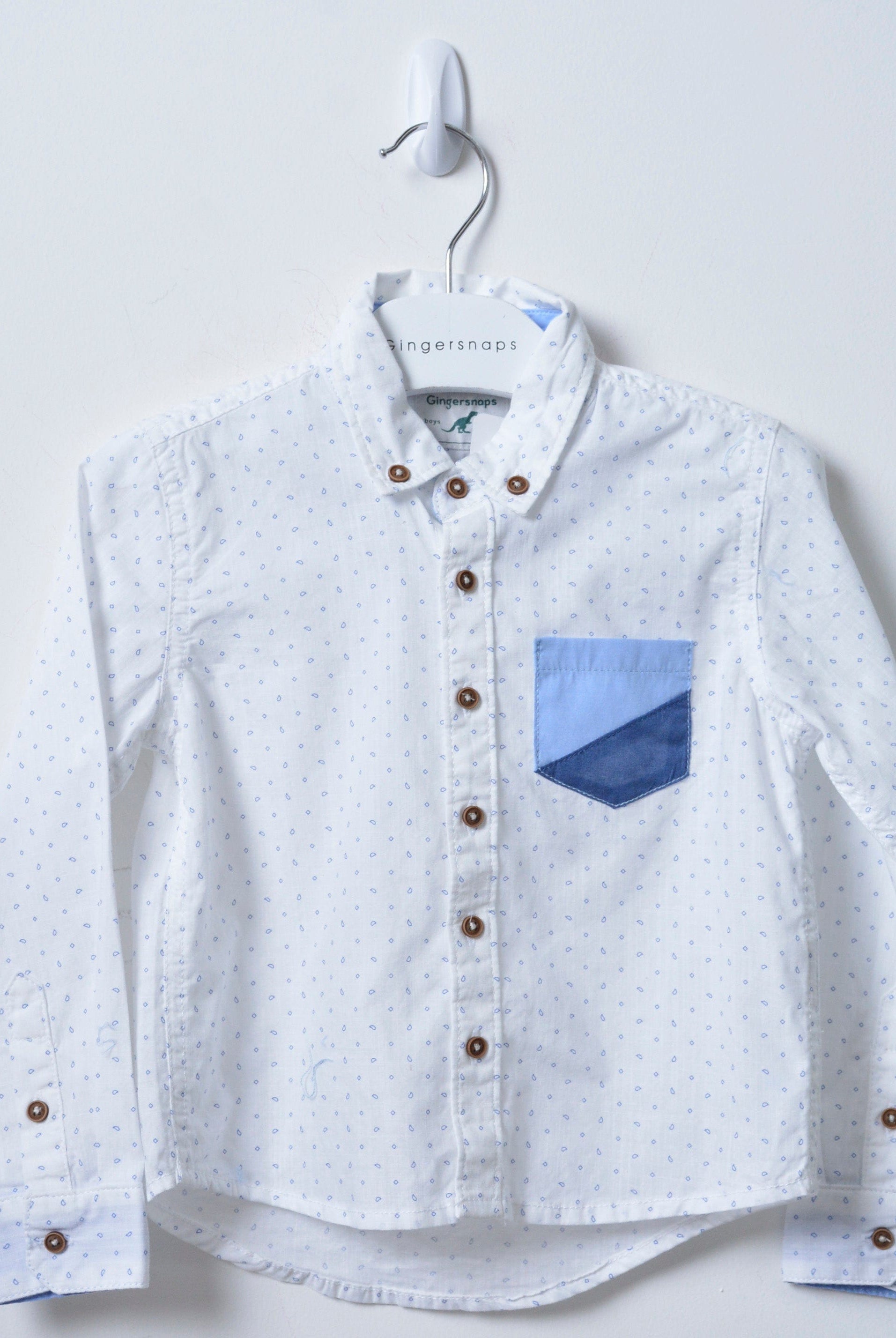 جينجرسنابس قميص جينز بياقة كم طويل أولادي رضع أوف وايت فاتح