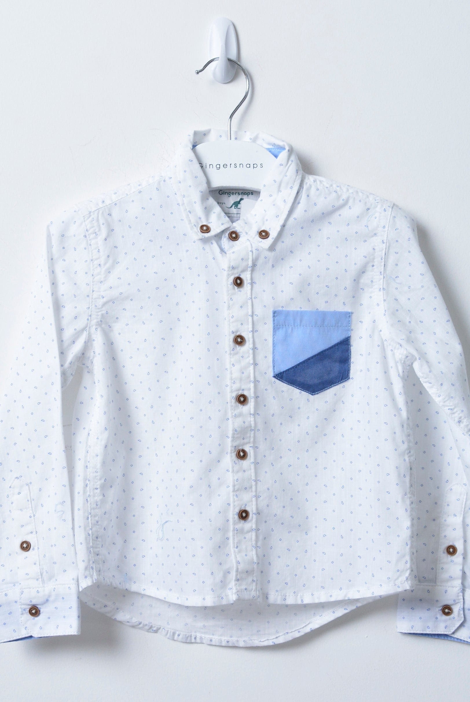 جينجرسنابس قميص جينز بياقة كم طويل أولادي رضع أوف وايت فاتح