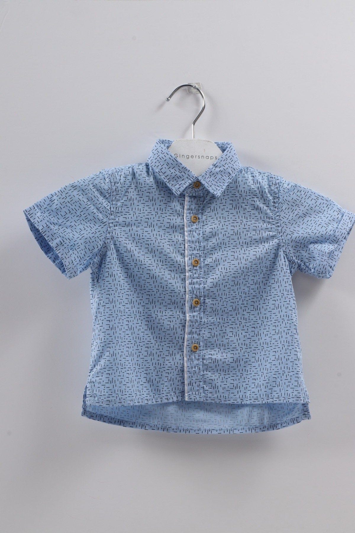 جينجرسنابس قميص منقوش بياقة نص كم رضع أولادي أزرق فاتح