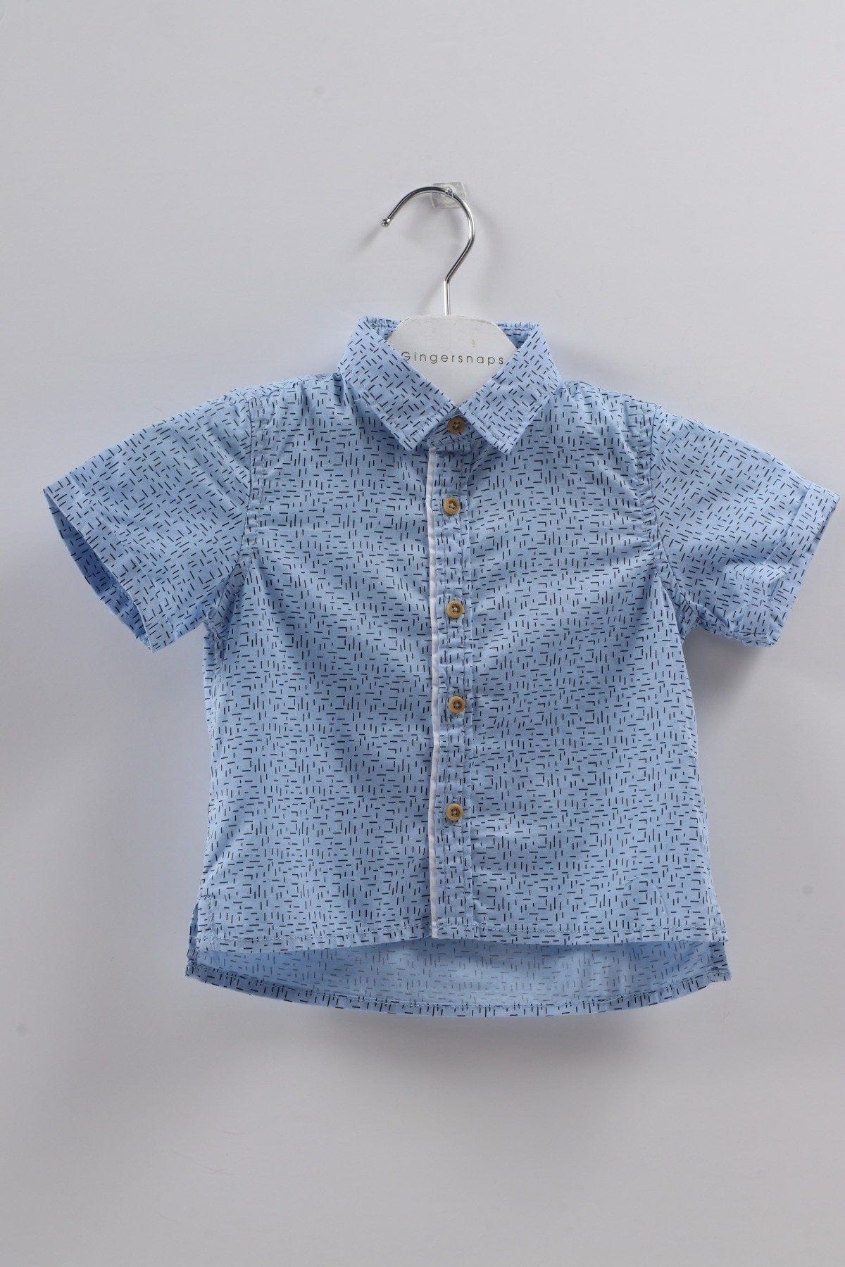 جينجرسنابس قميص منقوش بياقة نص كم رضع أولادي أزرق فاتح