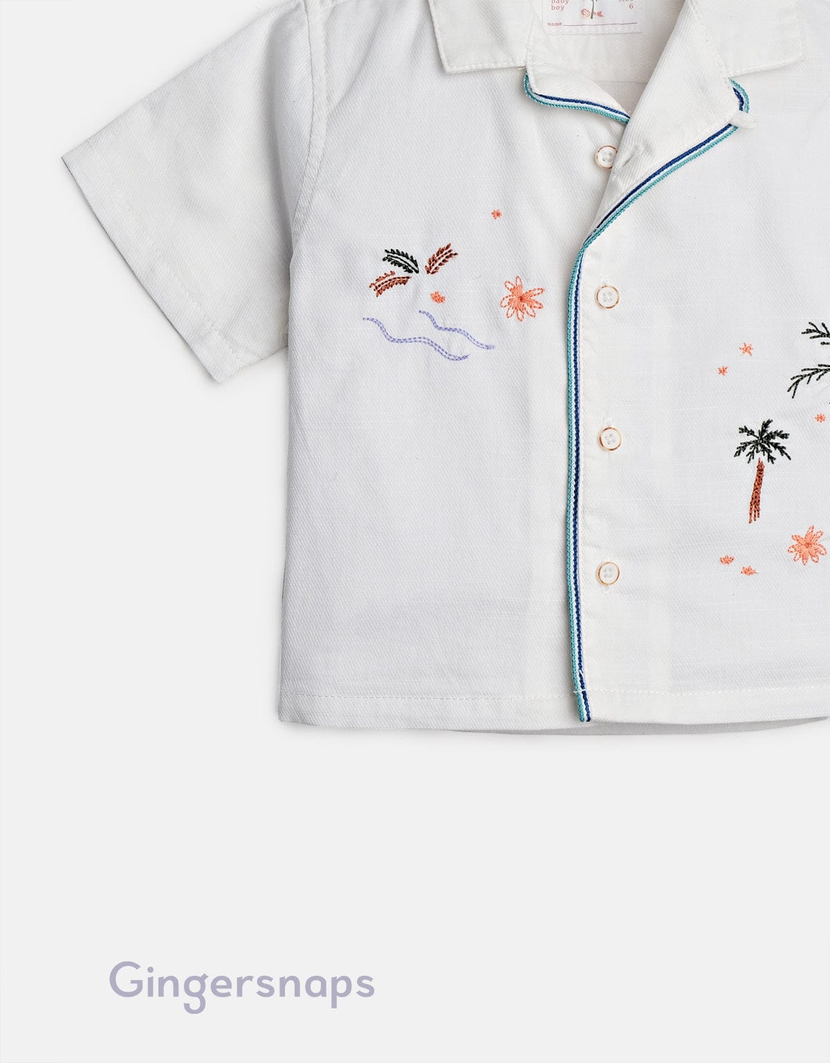 جينجرسنابس قميص اطفال أولادي مزين بنقشات أبيض